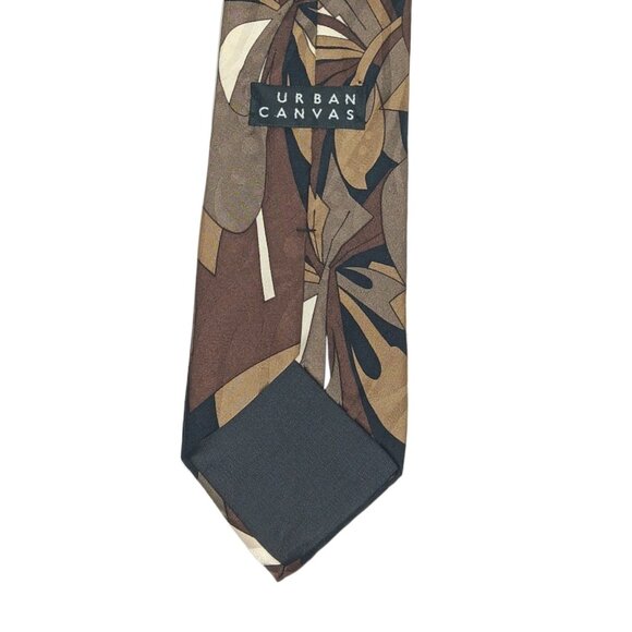 Urban Canvas Silk Tie Men’s 60” Brown Multi Abstract Designer Wide Tie New - Picture 4 of 4